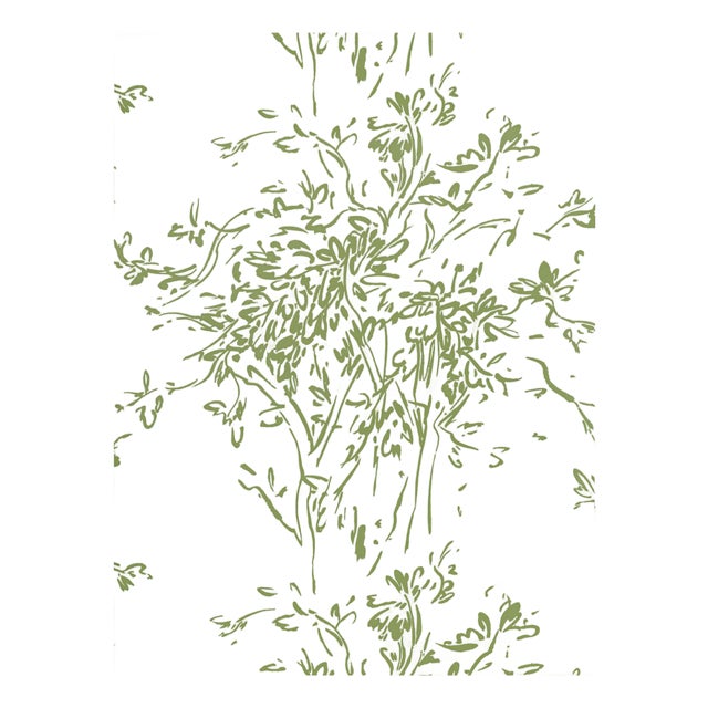 Sample - The House of Scalamandré Kurt Wallpaper, Olive For Sale