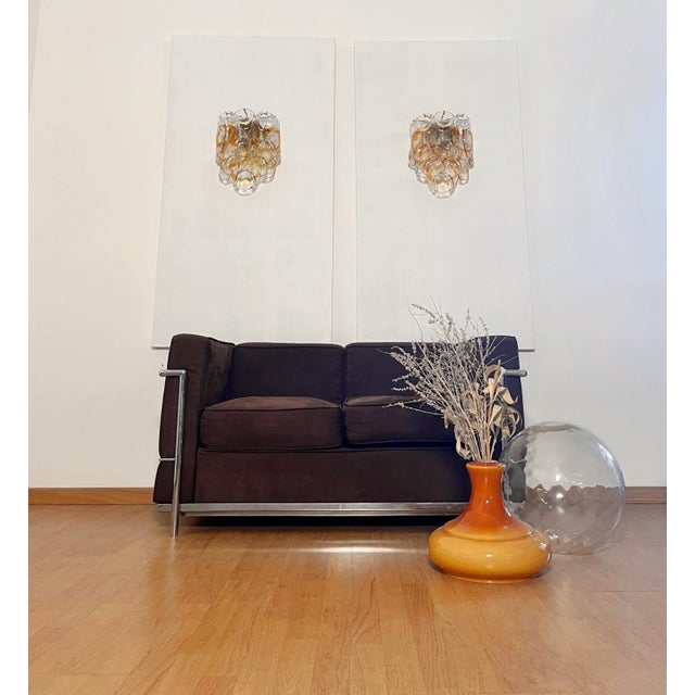 Glass Vintage Italian Murano Wall Lights with 10 Amber Trasparent Glasses, 1990s, Set of 2 For Sale - Image 7 of 18