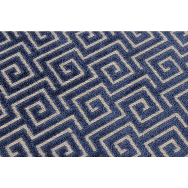 Blue Lexington Greek Key Design Rolling Ottoman For Sale - Image 8 of 14