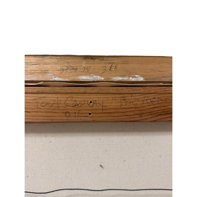 Late 20th Century "Big Reds" by Toni Conway - Red Geranium Still Life Oil Painting For Sale - Image 9 of 11