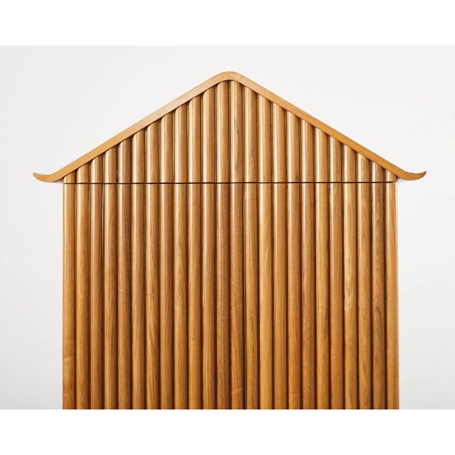 Mid 20th Century Midcentury Modern Hardwood Pagoda Form Dry Bar Cabinet For Sale - Image 5 of 12
