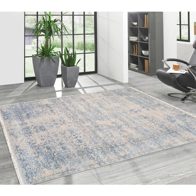 Textile Pasargad Home Transitional Silver Area Rug-5' 9" X 9' 0" For Sale - Image 7 of 7