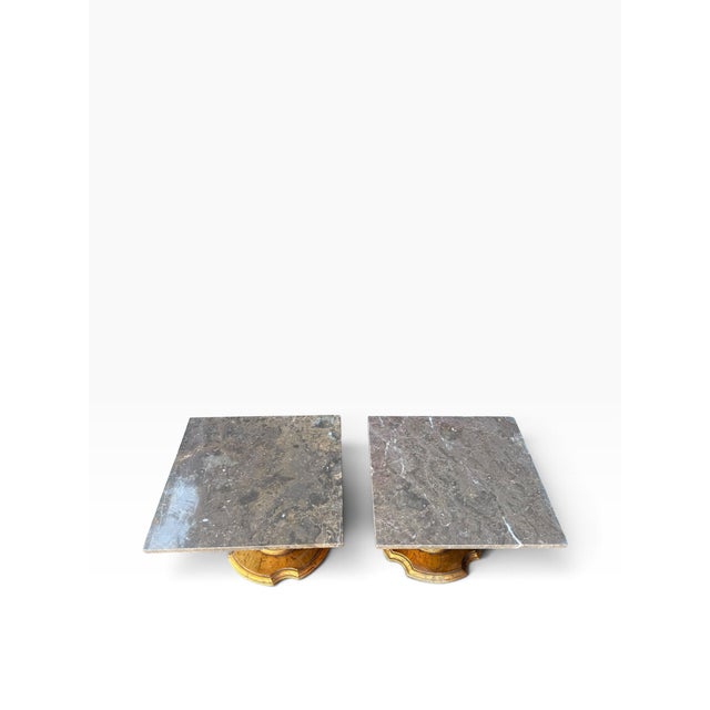 Pair of Neoclassical Giltwood Marble-Top Pedestal Plant Stands For Sale - Image 4 of 14