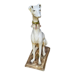 1940s Late Art Deco Sicilian Marwal Chalkware Greyhound.Statue