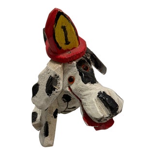 Late 20th Century Primitive Folk Art Carved Dalmatian Dog For Sale