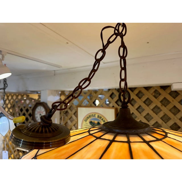 Tiffany Style Leaded Glass Chandelier For Sale - Image 12 of 13