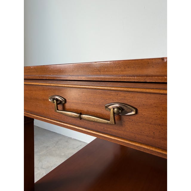 Vintage Hekman Neoclassical Style Wood End Tables With Drawers – A Pair For Sale - Image 14 of 17