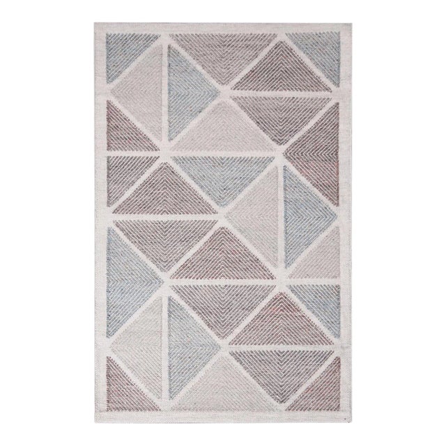 Rug & Kilim’s Scandinavian Gray Brown & Blue Polyester Outdoor Rug - 8'x8' For Sale