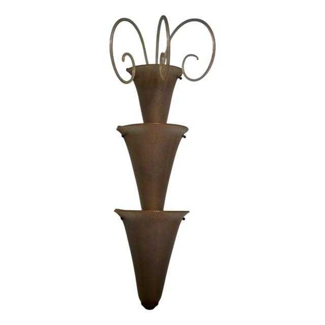 Murano Art Glass and Brass Wall Light, 1990 For Sale