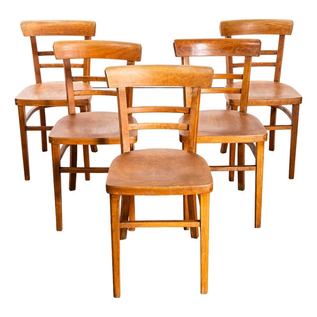Vintage Double Bar Back Dining Chairs, 1950s, Set of 5 For Sale