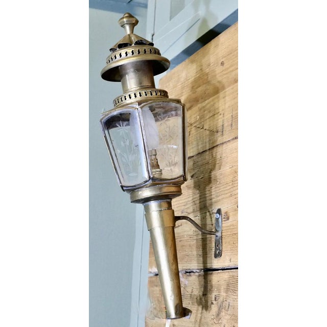 French Brass Carriage Wall Lantern For Sale - Image 6 of 8