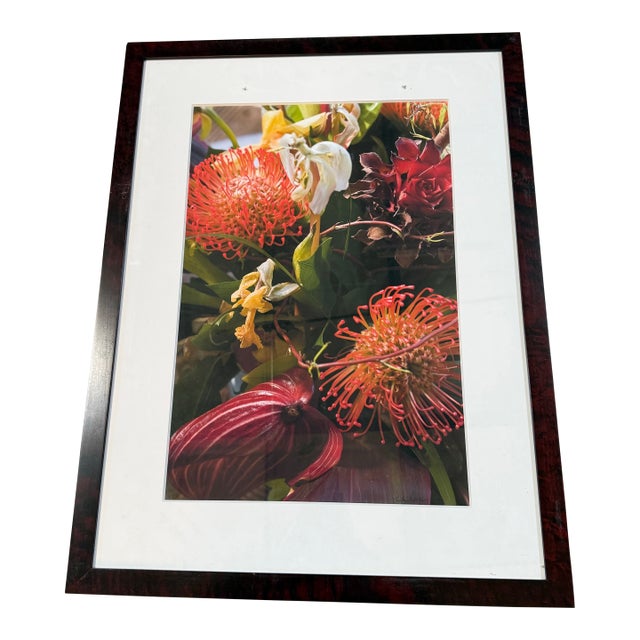 Large Phyllis Rose Framed Flowers Art Original Numbered 30/75 J.Pocker Frame For Sale