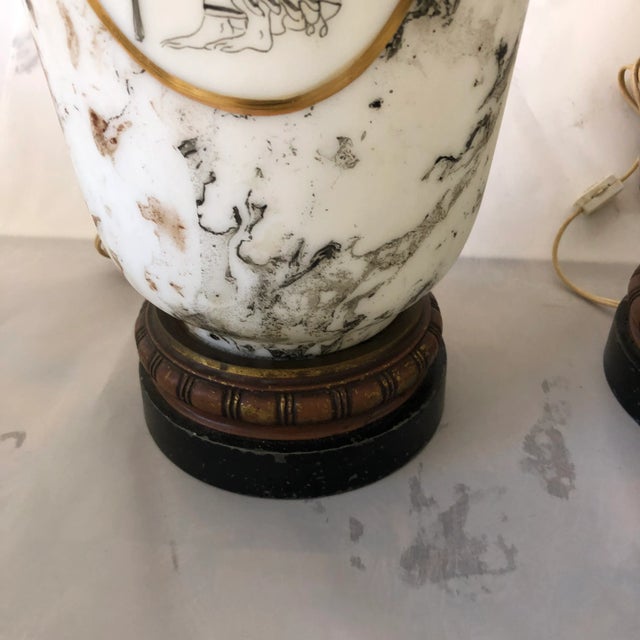 Hollywood Regency Vintage Hollywood Regency Style Greek " Horka Is Kavos" Painted Table Lamps S/2 For Sale - Image 3 of 8