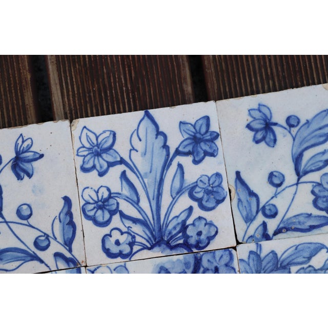 Tile Mural Panel Depicting a Baroque Jardinière With Flowers, Portuguese, 18th Century For Sale - Image 9 of 11