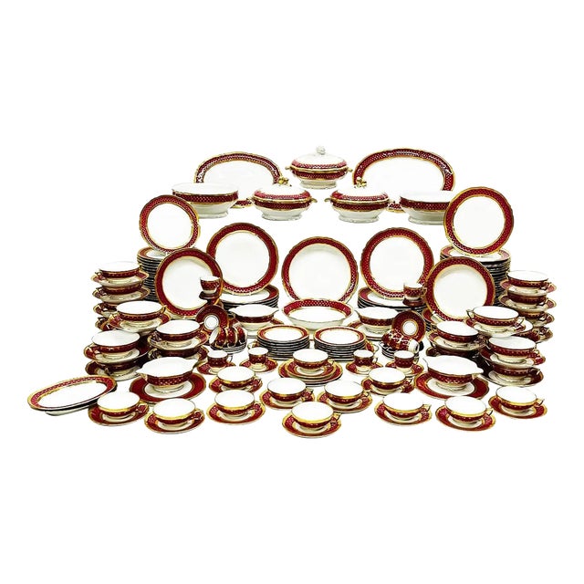 Limoges Dinner Service in Polished Gilding with Agate from Raynaud & Co., Set of 199 For Sale