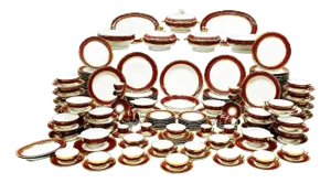 Limoges Dinner Service in Polished Gilding with Agate from Raynaud & Co., Set of 199