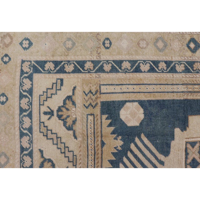 Blue Oushak Rug With Geometric Medallion Design 5' 5" X 8' 10" For Sale In Atlanta - Image 6 of 14