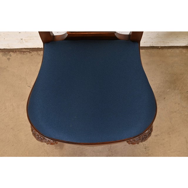 Baker Furniture Stately Homes Georgian Carved Burled Walnut Dining Chairs, Newly Refinished For Sale - Image 10 of 14