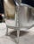 French Throne Chair – Silver Leather High-Back For Sale - Image 4 of 9