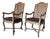 Vintage Hollywood Regency Louis XV-Style Carved Wood & Cane Armchairs – A Pair For Sale