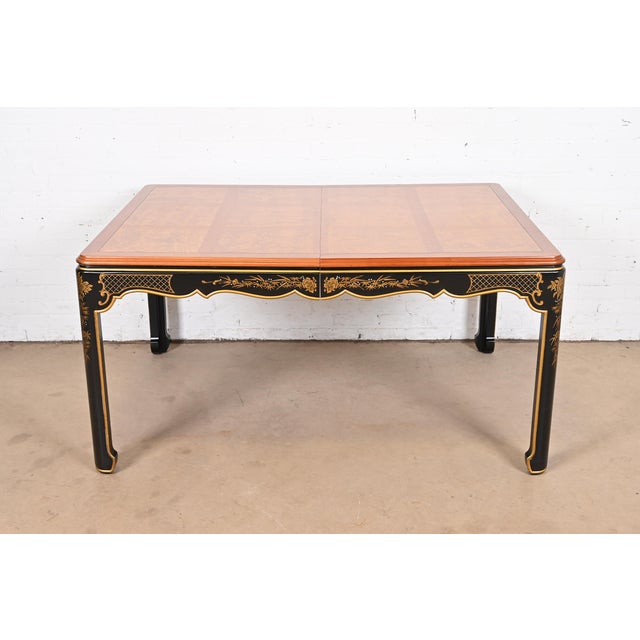 Kindel Furniture Hollywood Regency Chinoiserie Extension Dining Table, Newly Refinished For Sale - Image 9 of 12