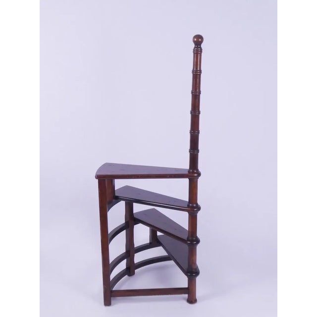Large Victorian Style Spiral Library Stairs in Wood, 1950s For Sale - Image 4 of 10