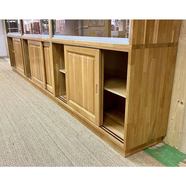 Large Oak Display Cabinet with Sliding Doors, 1990s For Sale - Image 5 of 13