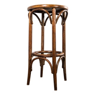 Large French Flat Seat Bentwood Bar Stool, 1950s For Sale