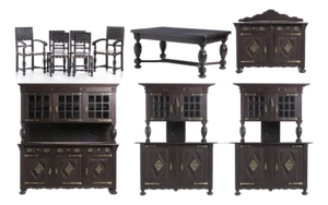 Dining Room Furniture in Chestnut, Set of 16