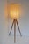Large Scandinavian Teak Tripod Floor Lamp with Drawn Thread Embroidery Shade For Sale - Image 14 of 17
