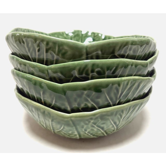 Mid-Century Modern Vintage San Rafael Bordallo Pinheiro Cabbage Lettuce Majolica Bowls Portugal-Set of 3 For Sale - Image 3 of 4