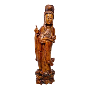 Large Vintage Hand Carved Solid Wood 4.5 Foot Standing Kwan Yin/Guanyin Statue