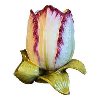 Antique 19th Century English Porcelain Parrot Tulip Vase For Sale