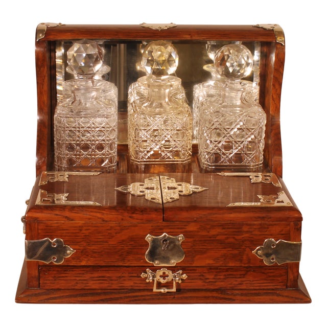 Oak Tantalus Whiskey Cellar, Set of 3 For Sale