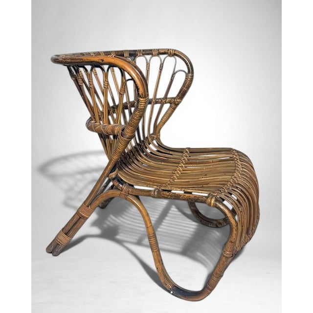 Viggo Boesen Danish Organic Modern Rattan Lounge Chair in the Style of Viggo Boesen For Sale - Image 4 of 17