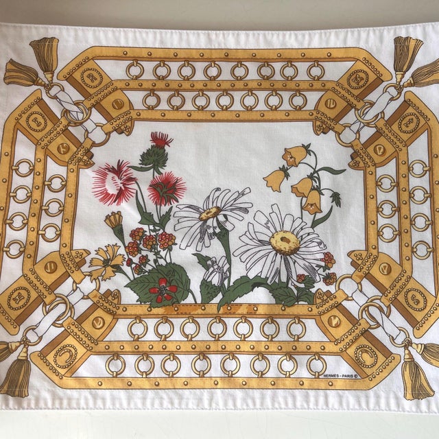 Rare vintage Hermes Paris placemats from 1979 // set of 6 cotton placemats // equestrian motif // horses // collectible luxury homegoods For Sale - Image 10 of 14