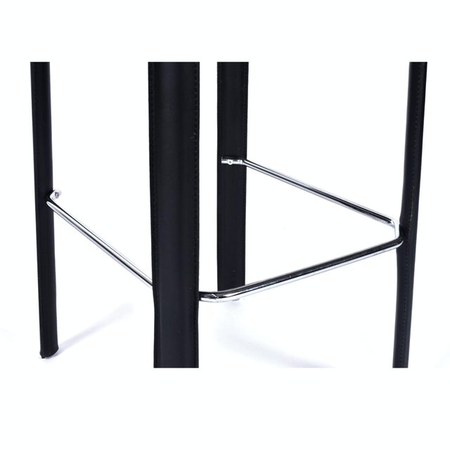 4 Frag Contemporary Italian Black Leather Barstools For Sale - Image 12 of 18