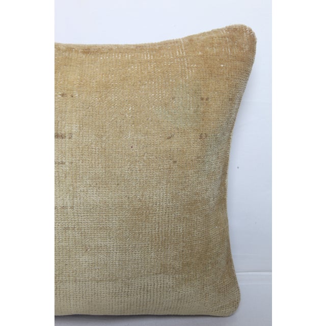 Beige Foft Color Tones Vintage Oushak Rug Pillow -16'' X 18'' For Sale - Image 8 of 9