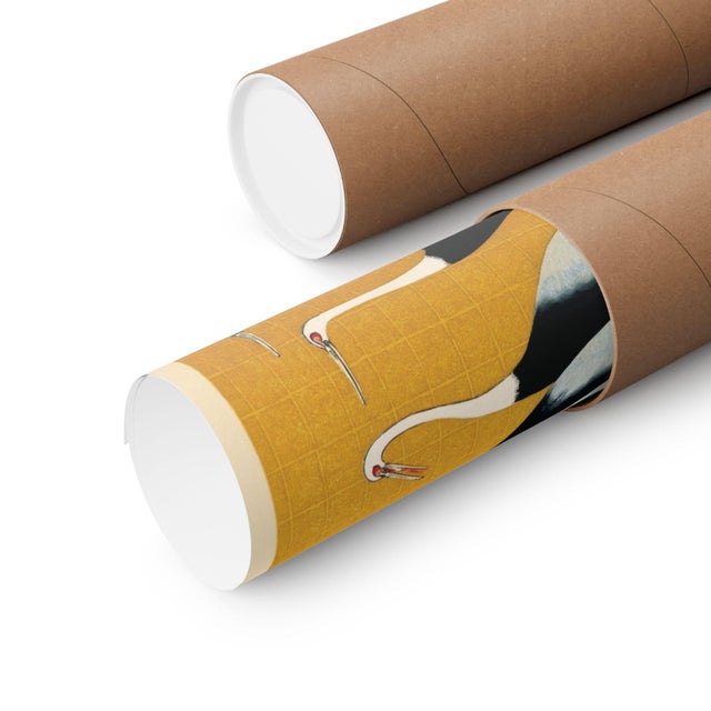 Japanese Cranes on Gold Ground, Vintage Art Print Reproduction, 20″ × 16″ For Sale In Buffalo - Image 6 of 6