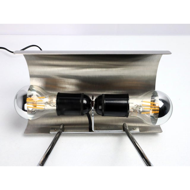 Vintage Stainless Steel Table Lamp in the style of François Monnet, 1970s For Sale - Image 11 of 13