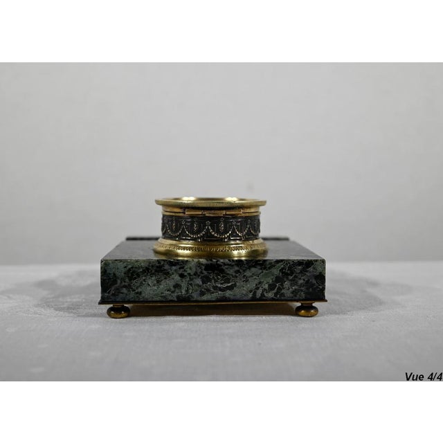 Inkwell with the Virgin in Bronze and Marble, Late 19th Century For Sale - Image 12 of 16