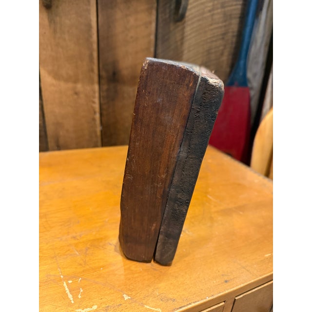 Folk Art Antique Wooden Sugar Mold With Three Deep Heart Carvings For Sale - Image 3 of 10