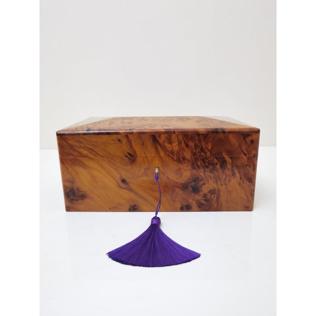 Orangish Burl Wood Keepsake Office Box For Sale - Image 4 of 13