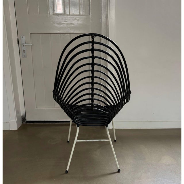 Blackened Rattan Lounge Chair by H. Broekhuizen for Rohé Noordwolde, the Netherlands, 1960s For Sale - Image 6 of 10