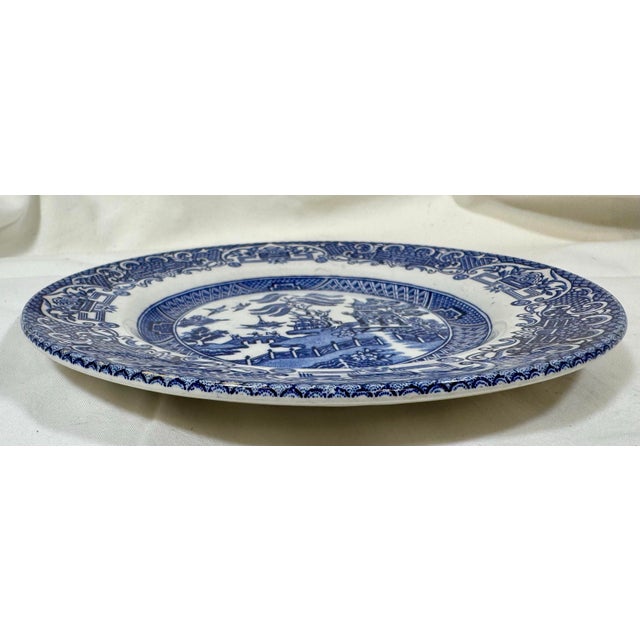 Vintage Blue Old Willow Dessert Plate by English Ironstone Tableware, LTD - Made in Staffordshire, England - Circa 1970 For Sale In Dallas - Image 6 of 11