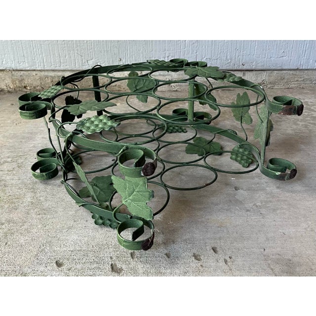 Green 1980s Vintage Green Metal Grapevine Scroll 10-Bottle Large Wine Holder Rack For Sale - Image 8 of 8
