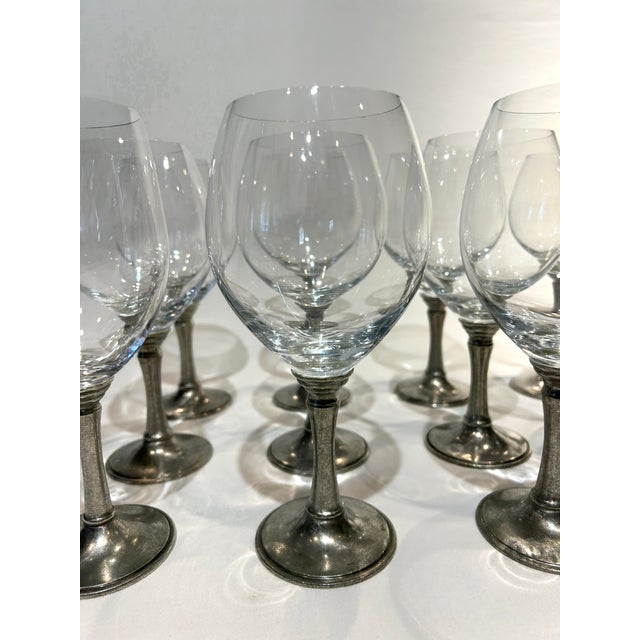 Set of 12 Williams Sonoma 4 inch diameter, pewter, stem hand blown crystal wine goblets Williams-Sonoma pewter stem,...