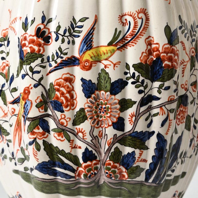 Polychrome Delft Vases by Louis Fourmaintraux, Set of 2 For Sale - Image 6 of 12