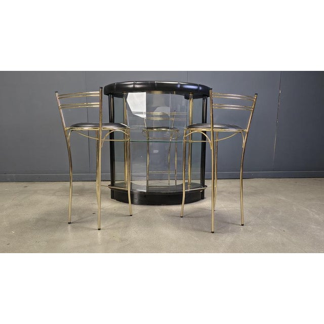 Hollywood Regency Bar with Stools, Italy, 1970s, Set of 4 For Sale - Image 9 of 12