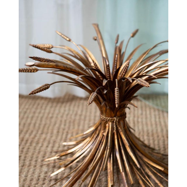 Metal Vintage Gold Sheaf Wheat Coffee Table For Sale - Image 7 of 8